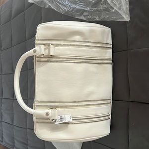 Band New With Tags All White Express Satchel Bag with silver zipper trim